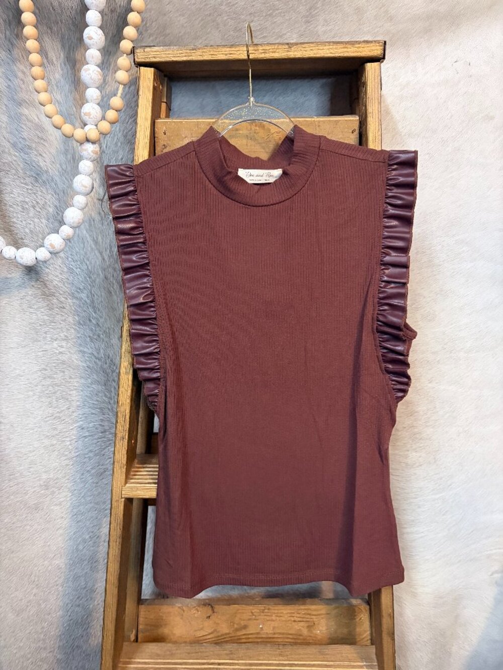 MOCK NECK RUFFLE TANK TOP